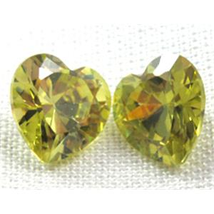 Cubic Zirconia heart diamond, peridot, 4x4mm