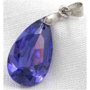 Cubic Zirconia drip diamond pendant, purple, 12x20mm