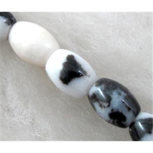 Natural Zebra Jasper barrel beads, 6x8mm, 50pcs per st