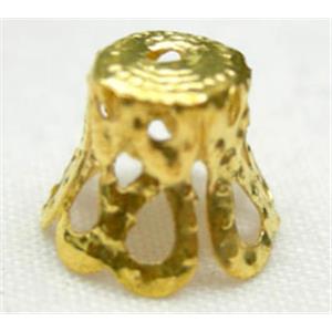 gold plated flower beadcaps, iron, 15x12mm