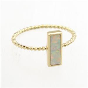 rectangle Fire Opal Rings, copper, gold plated, approx 4-10mm, 18mm dia