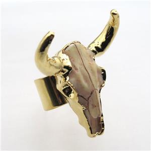 resin bullHead Ring, copper, gold plated, approx 45-50mm