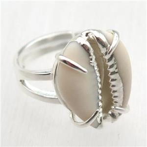 Conch shell Ring, copper, silver plated, approx 15-20mm