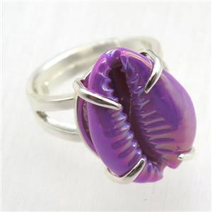 purple Conch shell Ring, copper, silver plated, approx 15-20mm
