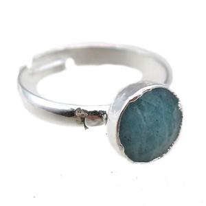 green Amazonite Rings, circle, silver plated, approx 10mm, 20mm dia