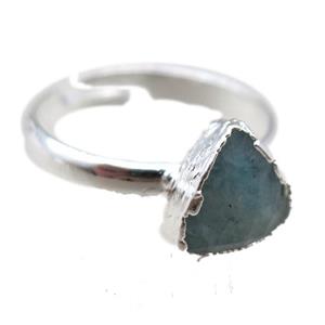 Amazonite Rings, triangle, silver plated, approx 10mm, 20mm dia