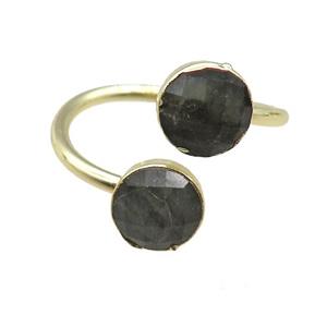 Labradorite Rings, circle, gold plated, approx 8mm, 20mm dia