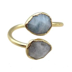 Aquamarine Rings, gold plated, approx 8x10mm, 20mm dia