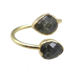 Labradorite Rings, gold plated, approx 8x10mm, 20mm dia