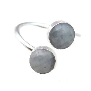Aquamarine Rings, circle, silver plated, approx 8mm, 20mm dia