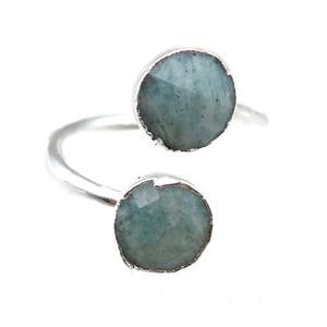Amazonite Rings, circle, silver plated, approx 8mm, 20mm dia
