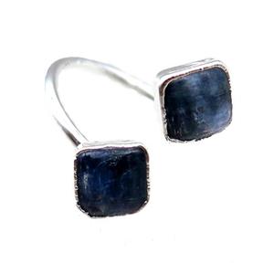Kyanite Rings, square, silver plated, approx 8mm, 20mm dia