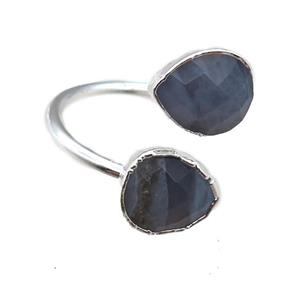 blue stone rings, silver plated, approx 8x10mm, 20mm dia