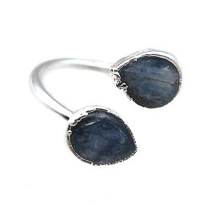 blue Kyanite Rings, silver plated, approx 8x10mm, 20mm dia