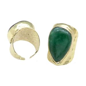 Copper Ring With Green Agate Gold Plated, approx 18-23mm, 20-30mm, 18mm dia