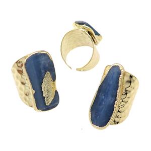 Copper Ring With Kyanite Gold Plated, approx 15-33mm, 20-30mm, 18mmd ia