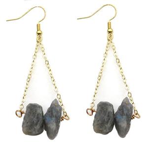 Labradorite Hook Earring Gold Plated, approx 10-14mm