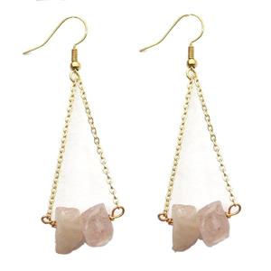 Pink Strawberry Quartz Hook Earring Gold Plated, approx 10-14mm