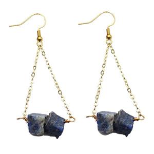 Blue Lapis Lazuli Hook Earring Gold Plated, approx 10-14mm