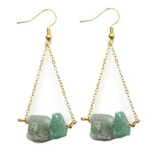 Green Aventurine Hook Earring Gold Plated, approx 10-14mm