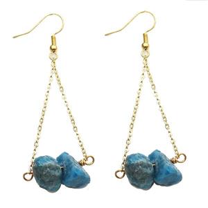 Blue Apatite Hook Earring Gold Plated, approx 10-14mm