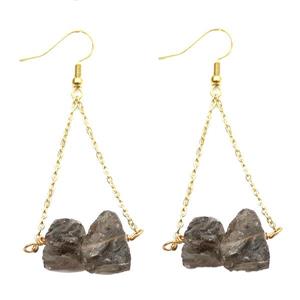 Smoky Quartz Hook Earring Gold Plated, approx 10-14mm