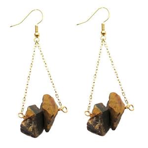 Yellow Tiger Eye Stone Hook Earring Gold Plated, approx 10-14mm