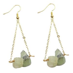 Green Prehnite Hook Earring Gold Plated, approx 10-14mm