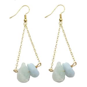 Aquamarine Hook Earring Gold Plated, approx 10-14mm