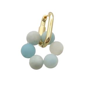 Amazonite Copper Latchback Earring Gold Plated, approx 8mm, 15-20mm