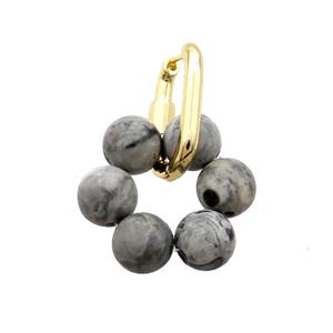 Gray Map Jasper Copper Latchback Earring Gold Plated, approx 8mm, 15-20mm