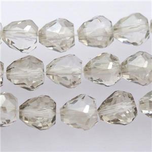Chinese Crystal Glass Beads, faceted teardrop, smoky, approx 7-9mm, 60pcs per st