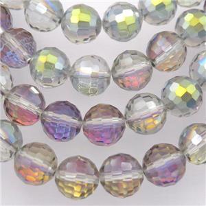 Chinese Crystal Glass Beads, faceted round, green purple, approx 10mm, 72pcs per st