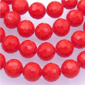 red Chinese Crystal Glass Beads, faceted round, approx 10mm, 72pcs per st