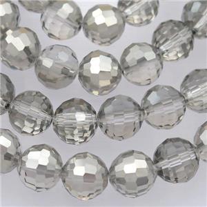 Chinese Crystal Glass Beads, faceted round, half silver, approx 12mm, 50pcs per st