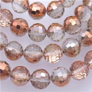 Chinese Crystal Glass Beads, faceted round, half red, approx 10mm, 72pcs per st