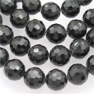 black Chinese Crystal Glass Beads, faceted round, approx 10mm, 72pcs per st