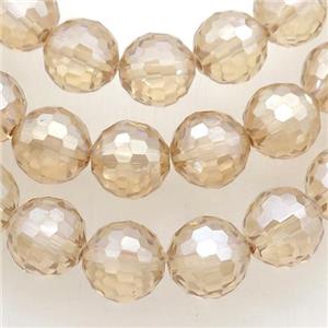 Chinese Crystal Glass Beads, champagne, faceted round, approx 10mm, 72pcs per st