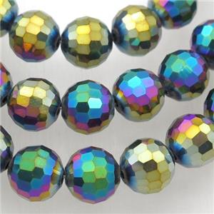 Chinese Crystal Glass Beads, rainbow, faceted round, approx 12mm, 50pcs per st
