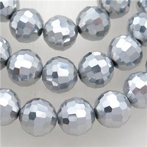 Chinese Crystal Glass Beads, silver plated, faceted round, approx 12mm, 50pcs per st