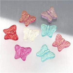 crystal glass butterfly beads, mixed color, approx 13-15mm