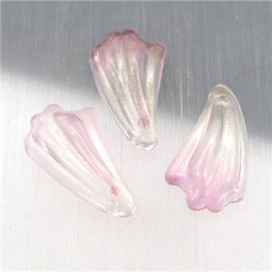 lt.pink crystal glass petal beads, approx 11-20mm