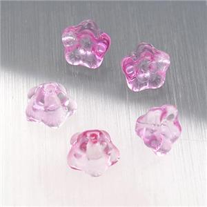 crystal glass flower beads, hotpink, approx 9mm