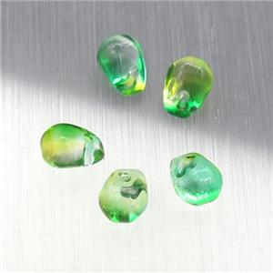 green crystal glass teardrop beads, approx 4.5-6mm