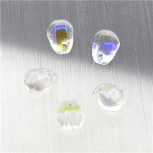crystal glass teardrop beads, AB-color electroplated, approx 4.5-6mm