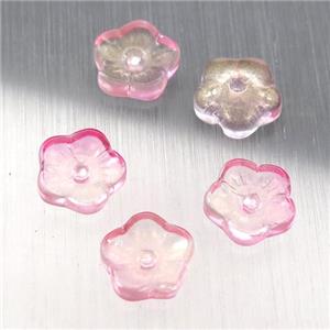 lt.pink crystal glass capbeads, approx 8mm
