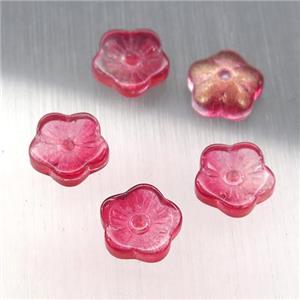 red crystal glass capbeads, approx 8mm