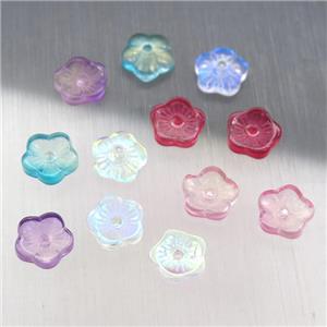crystal glass capbeads, mixed color, approx 8mm