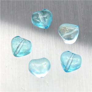 teal crystal glass heart beads, approx 6mm