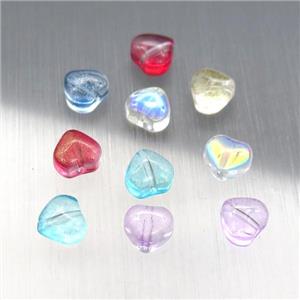 crystal glass heart beads, mixed color, approx 6mm
